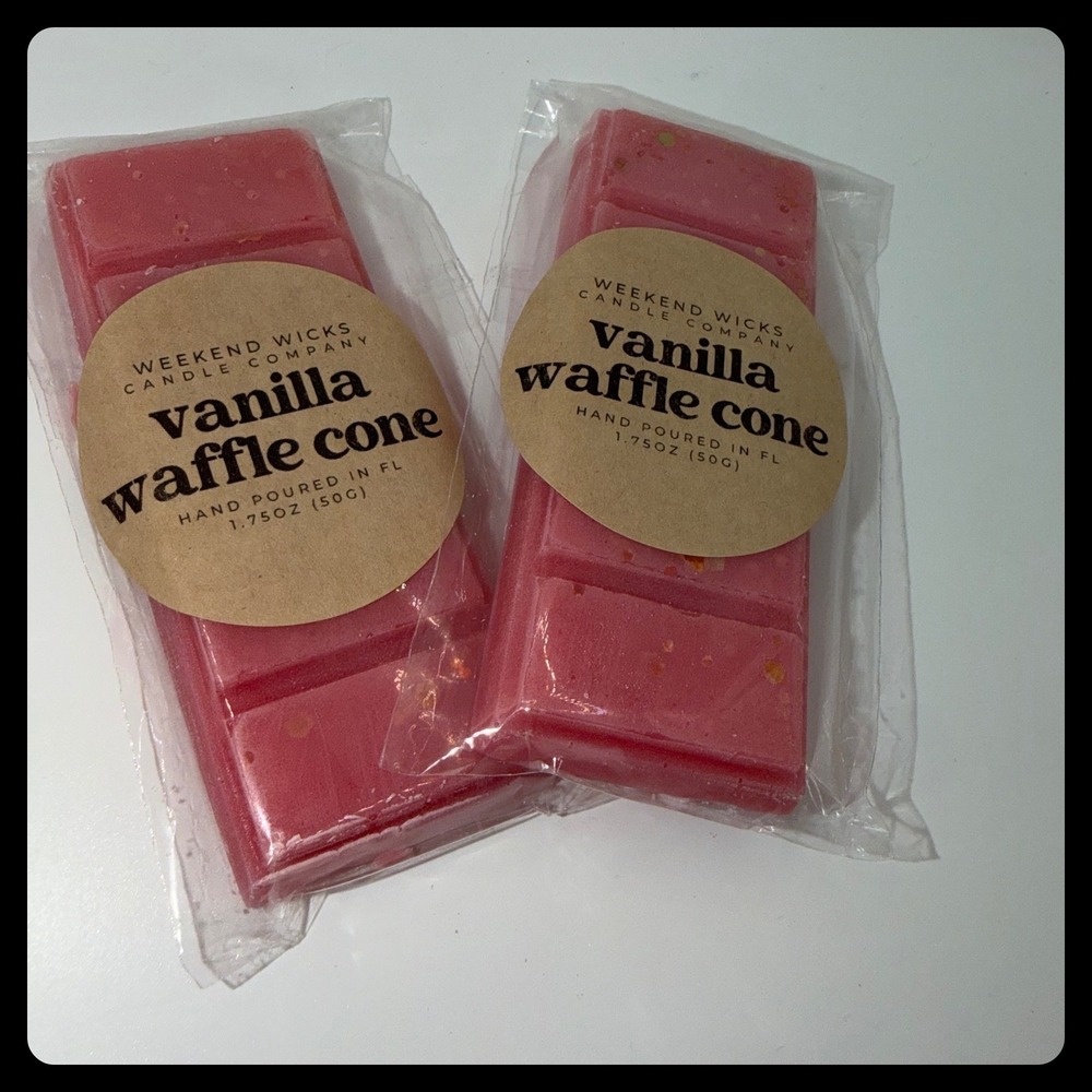 Weekend Wicks Wax Melts Vanilla Waffle Cone Pink Glitter Scented 2 bars